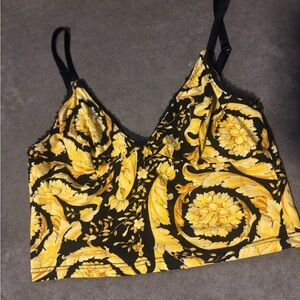 Versace Camisole with Yellow Floral Design on Black